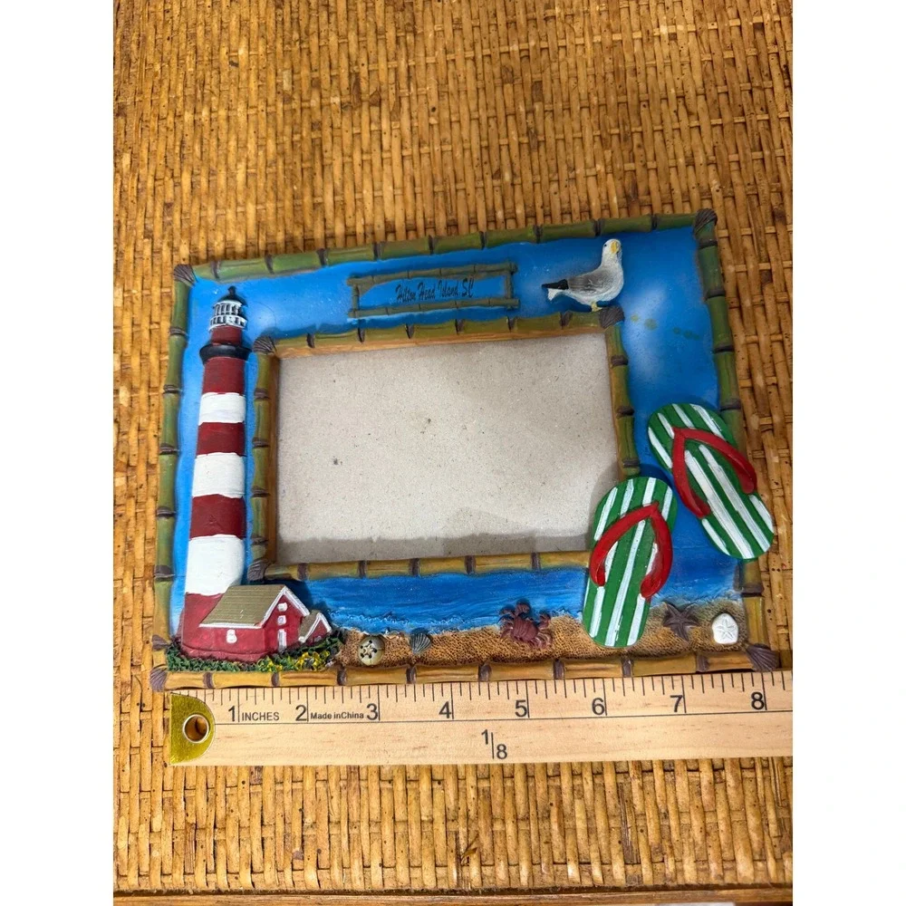 Hilton Head Island SC Resin Beach Picture Frame Lighthouse Flip Flops Bamboo